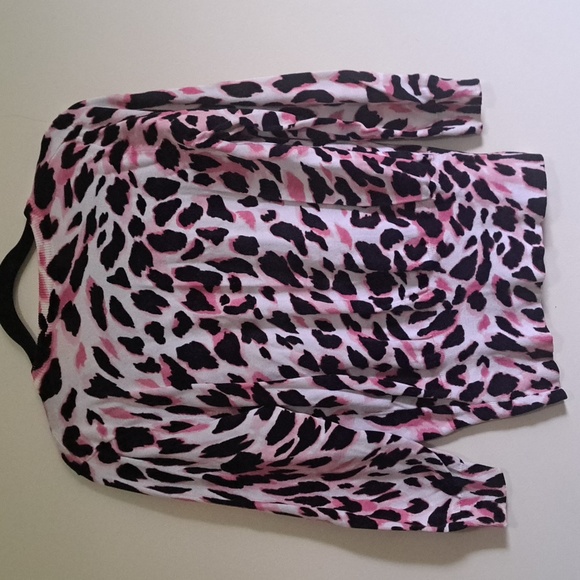 🗽Jones New York Leopard  Pink black & white Adorable Long sleeve cardigan - Picture 4 of 9